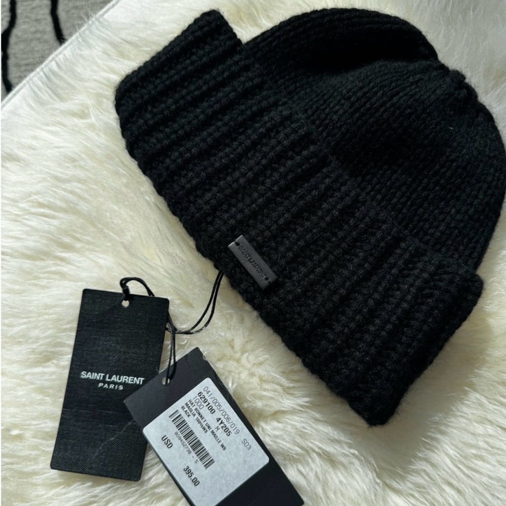 Saint Laurent Paris Black Wool Knit Beanie – NWT - Picture 3 of 6